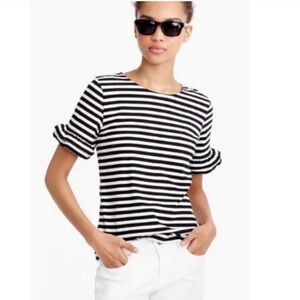 J.crew ruffle sleeve stripe top